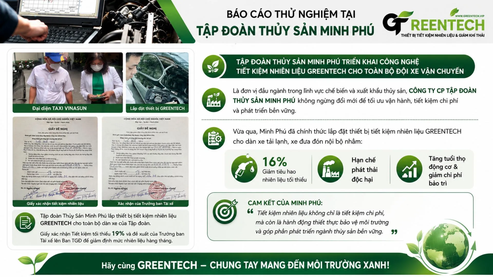 Results after 3 months of using Greentech for the Minh Phu Seafood Group fleet.