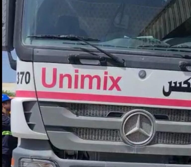 A Unimix Mercedes-Benz Actros concrete mixer in Dubai