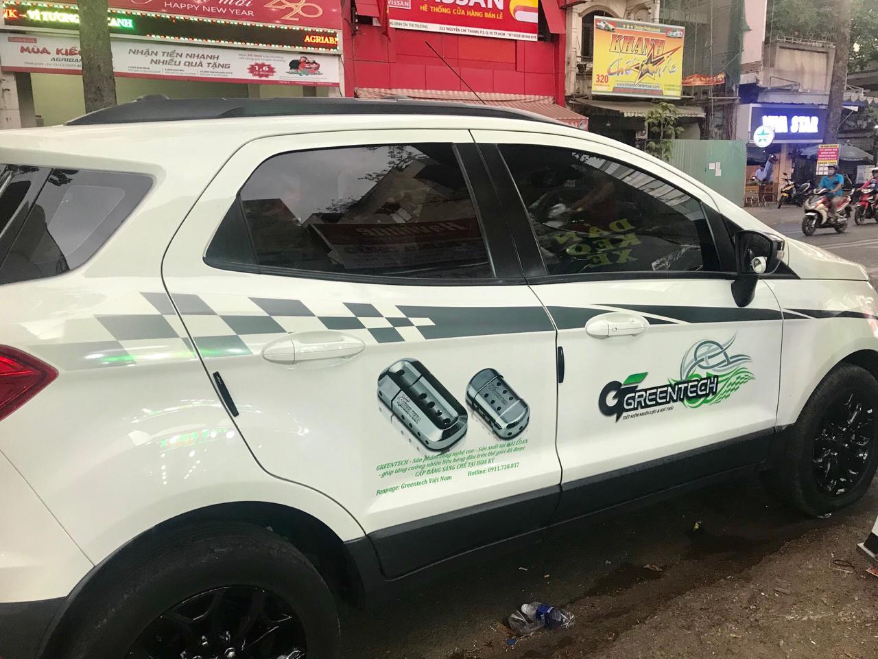 A Greentech-branded car in Ho Chi Minh City, 2020